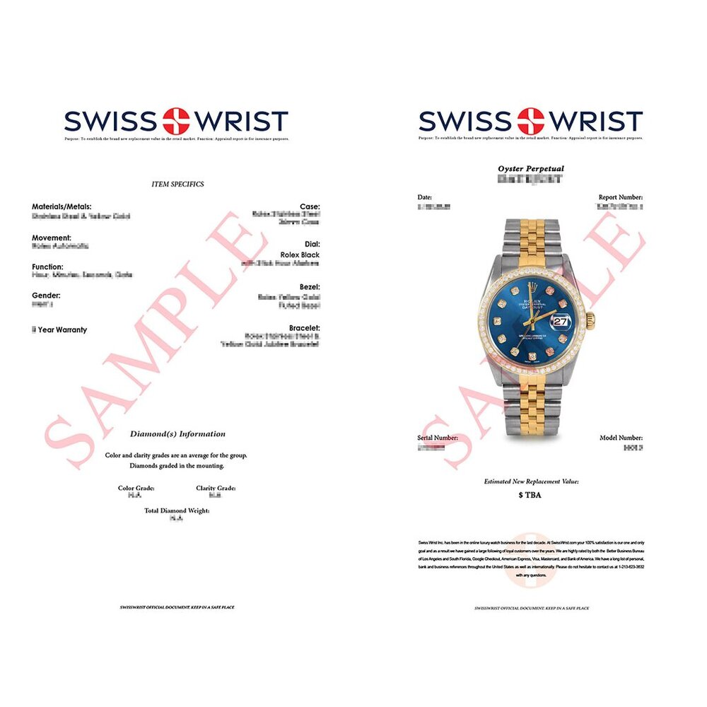 Pre-Owned Rolex 16013 Men's 36mm Datejust Watch Custom Blue Diamond Dial & Bezel